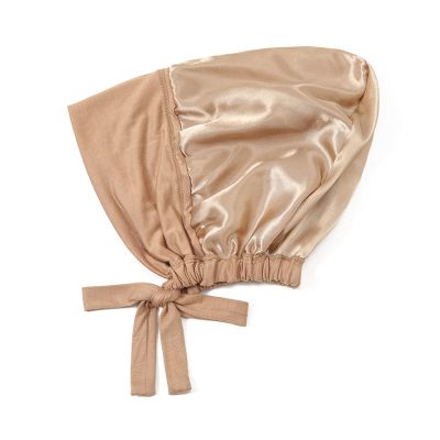 Yizelli Cotton Turban Hat with Satin Lining Adjustable Chemo Cap for Women Pretied Beanie Sleep Bonnet (Camel)