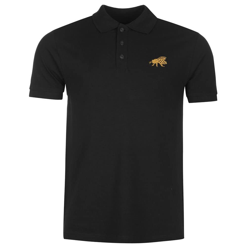 L8502-LXYB Polo Shirts for Men Gold Bee Embroidered Short Sleeve Mens Polo Shirts (Black,XL,X-Large)