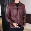 Men's Faux Leather Lambskin Biker Jacket Lightweight Vintage Motorcycle Outwear Classic PU Leather Jackets (Red Wine,4X-Large) view 4