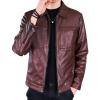 Maiyifu-GJ Men's Faux Leather Lambskin Biker Jacket Lightweight Vintage Motorcycle Outwear Classic PU Leather Jackets (Red Wine,XX-Large) view 1