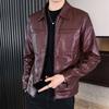 Maiyifu-GJ Men's Faux Leather Lambskin Biker Jacket Lightweight Vintage Motorcycle Outwear Classic PU Leather Jackets (Red Wine,Medium) view 3
