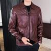 Maiyifu-GJ Men's Faux Leather Lambskin Biker Jacket Lightweight Vintage Motorcycle Outwear Classic PU Leather Jackets (Red Wine,Medium) view 4