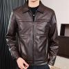 Maiyifu-GJ Men's Faux Leather Lambskin Biker Jacket Lightweight Vintage Motorcycle Outwear Classic PU Leather Jackets (Brown,X-Large) view 2