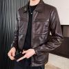 Maiyifu-GJ Men's Faux Leather Lambskin Biker Jacket Lightweight Vintage Motorcycle Outwear Classic PU Leather Jackets (Brown,X-Large) view 3