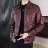Maiyifu-GJ Men's Faux Leather Lambskin Biker Jacket Lightweight Vintage Motorcycle Outwear Classic PU Leather Jackets (Red Wine,Large) view 3