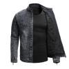 Maiyifu-GJ Men's Fleece Lined Denim Jacket Winter Stand Collar Distressed Jean Jacket Slim Fit Zipper Warm Moto Trucker Coat (Black,Medium) view 2