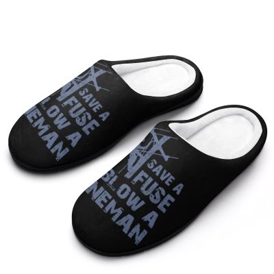 WEEDKEYCAT Lineman Save A Fuse - Blow A Lineman Mens Comfy Slipper Memory Foam Adult Indoor Shoes Slip On Cotton