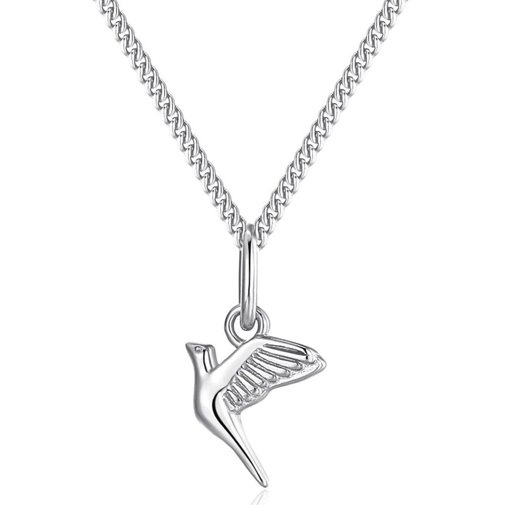 Forever Fervent Peace Dove Pendant Necklace | .925 Sterling Silver | 16.5''+2'' | Hope Mini Charm | Religious Holy Spirit Theme Christian Gift for Her