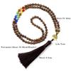 108 Mala Pendant Necklaces Men Natural Wood Beads Necklaces Women Tibetan Buddhist Rosary Jewelry,8mm view 2