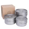 Boundless Voyage Camping Cookware Lightweight Cooking Pot Set Titanium Pot Portable for Outdoor Cooking Traveling Hiking Trekking Backpacking, 1-5 Person (3PCS-Pot) view 1