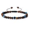 Bracelets 4mm Black Natural Stone Beads Handmade Braided Men Obsidian Bracelet Jewelry,Tiger Eye view 1
