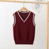Kvysinly Girls Boys Sweater Vest V-Neck Knitted Pullover School Uniform Sleeveless Cardigan Waistcoat Tank Top Gilets Burgundy 11-12 Years view 2