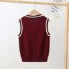 Kvysinly Girls Boys Sweater Vest V-Neck Knitted Pullover School Uniform Sleeveless Cardigan Waistcoat Tank Top Gilets Burgundy 11-12 Years view 3
