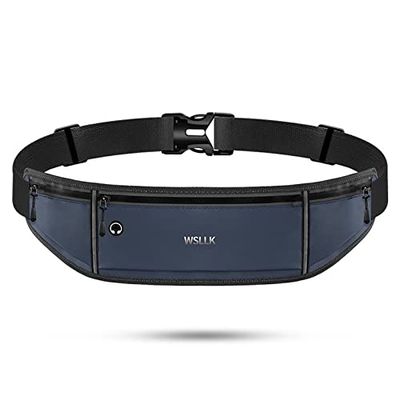 Sxdthy Slim Running Belt Fanny Pack,Waist Pack Bag for Hiking Fitness Cycling Workout Gym,Reflective Runners Belt for Walking Cycling. (Color : Blue, Size : 52 * 11CM)