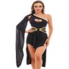 Hansber Women's One Shoulder Greek Costume Grecian Roman Toga Halloween Costumes Black X-Large view 1