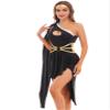 Hansber Women's One Shoulder Greek Costume Grecian Roman Toga Halloween Costumes Black X-Large view 2