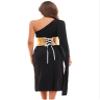 Hansber Women's One Shoulder Greek Costume Grecian Roman Toga Halloween Costumes Black X-Large view 3