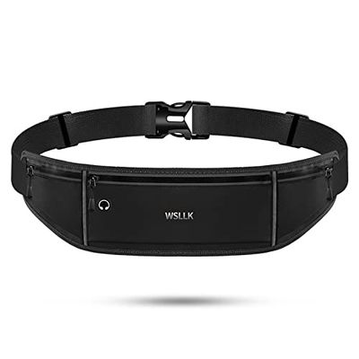 Feilx Slim Running Belt Fanny Pack,Waist Pack Bag for Hiking Fitness Cycling Workout Gym,Reflective Runners Belt for Jogging Hiking (Color : Black, Size : 52 * 11CM)