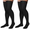 Supervitae 2 Pairs Thigh High 30-40 mmHg Compression Socks for Men & Women Extra Firm Closed Toe Thigh High Compression Socks for Swelling Edema Men and Women(L) view 1