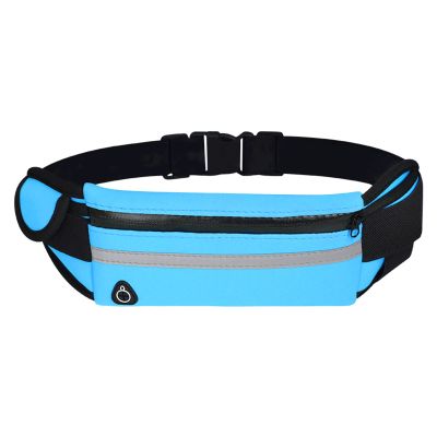 Sxdthy Slim Running Belt Fanny Pack,Waist Pack Bag,Reflective Runners Belt Jogging Pocket Belt for Walking Cycling. (Color : Blue, Size : 10 * 21 * 10CM)