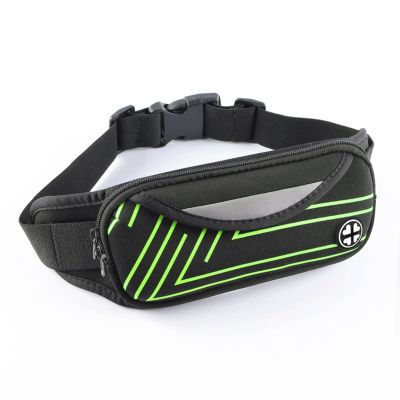 Sxdthy Slim Running Belt Fanny Pack,Waist Pack Bag for Hiking Fitness Cycling Workout Gym,Reflective Runners Belt for Walking Cycling. (Color : Green, Size : 10 * 20CM)