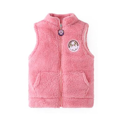 Kvysinly Kids Girls Polar Fleece Vest Stand Collar Zipper Jacket Coat Waistcoat Vest Winter Thick Warm Outerwear Pink 13-14 Years