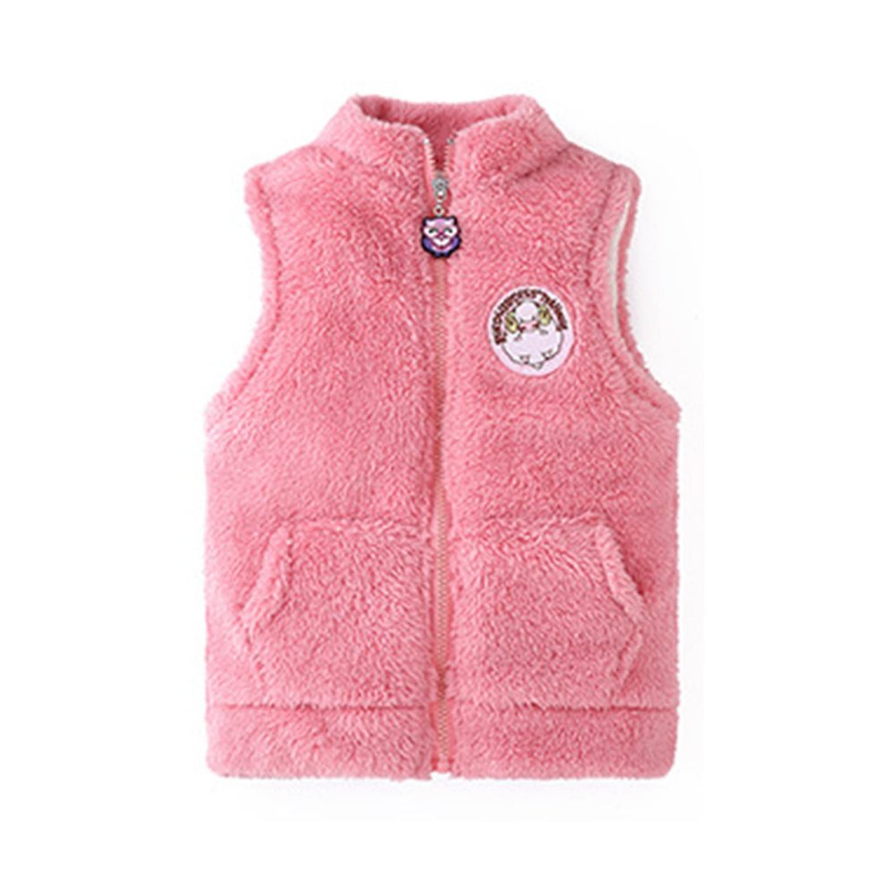 Kvysinly Kids Girls Polar Fleece Vest Stand Collar Zipper Jacket Coat Waistcoat Vest Winter Thick Warm Outerwear Pink 13-14 Years