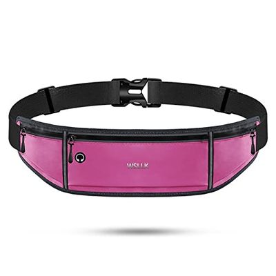 Sxdthy Slim Running Belt Fanny Pack,Waist Pack Bag for Hiking Fitness Cycling Workout Gym,Reflective Runners Belt for Walking Cycling. (Color : Pink, Size : 52 * 11CM)