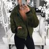 Akivide Women Fashion Long Sleeve Zip Up Short Sherpa Hooded Jacket Cropped Faux Shaggy Fur Jacket with Pockets Fall Winter view 3