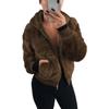 Akivide Women Fashion Long Sleeve Zip Up Short Sherpa Hooded Jacket Cropped Faux Shaggy Fur Jacket with Pockets Fall Winter view 1