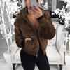 Akivide Women Fashion Long Sleeve Zip Up Short Sherpa Hooded Jacket Cropped Faux Shaggy Fur Jacket with Pockets Fall Winter view 3