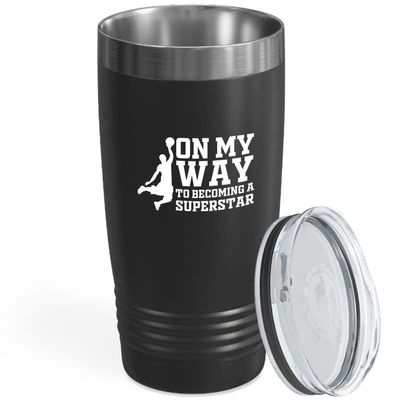 Basketball Black Edition Viking Tumbler 20oz - On My Way - Sport Lovers Center Playmaker Guard Player Powerful Hoop Net Score Strategy Dribbling Hobby