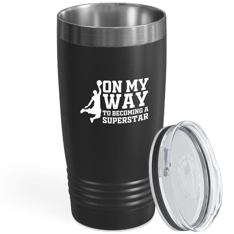 Basketball Black Edition Viking Tumbler 20oz - On My Way - Sport Lovers Center Playmaker Guard Player Powerful Hoop Net Score Strategy Dribbling Hobby