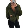 Akivide Women Fashion Long Sleeve Zip Up Short Sherpa Hooded Jacket Cropped Faux Shaggy Fur Jacket with Pockets Fall Winter view 1