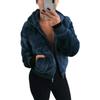 Akivide Women Fashion Long Sleeve Zip Up Short Sherpa Hooded Jacket Cropped Faux Shaggy Fur Jacket with Pockets Fall Winter view 1