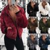 Akivide Women Fashion Long Sleeve Zip Up Short Sherpa Hooded Jacket Cropped Faux Shaggy Fur Jacket with Pockets Fall Winter view 2