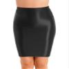 CHICTRY Womens Glossy High Waist Pencil Skirt Stretchy Casual Solid Bodycon Skirts for Club Black Large view 1