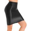 CHICTRY Womens Glossy High Waist Pencil Skirt Stretchy Casual Solid Bodycon Skirts for Club Black Large view 2