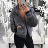Akivide Women Fashion Long Sleeve Zip Up Short Sherpa Hooded Jacket Cropped Faux Shaggy Fur Jacket with Pockets Fall Winter view 3