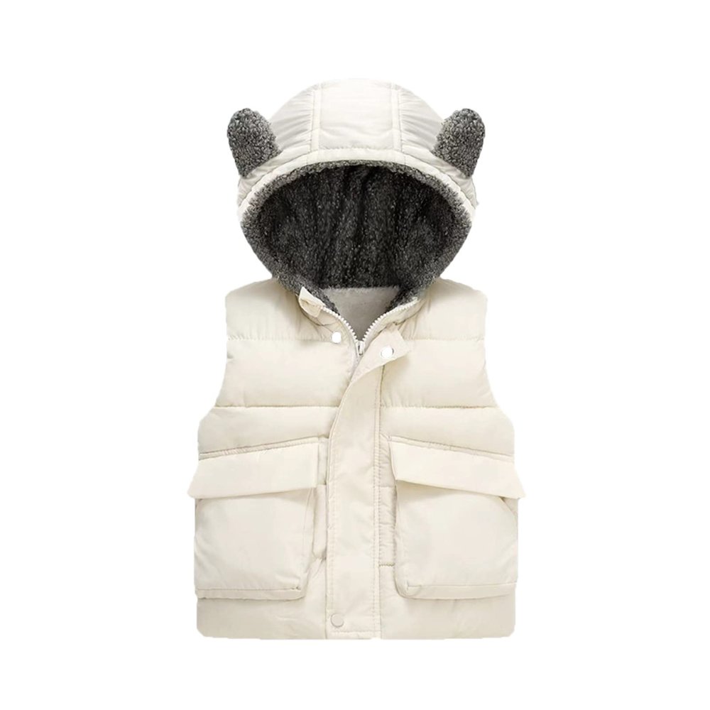 Toddler Baby Boys Girls Sleeveless Jacket Vest Winter Solid Down Coats Ears Hooded Outer Outwear (White#11, 4-5 T)