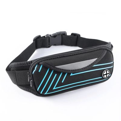 Feilx Slim Running Belt Fanny Pack,Waist Pack Bag for Hiking Fitness Cycling Workout Gym,Reflective Runners Belt for Jogging Hiking (Color : Blue, Size : 10 * 20CM)