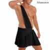 Miaeowve Men's Toga Gladiator Wrestling Kilt Suspender Skirt Pleated Miniskirt Clubwear Black 3X-Large view 2