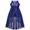 RUNQHUI Kids Girls Sparkly Sequin Jumpsuit Party Dress Round Neck Sleeveless Romper Gown Evening Dress Navy Blue 14 Years view 4