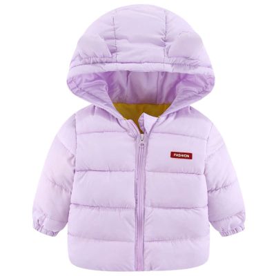 Toddler Kids Baby Boys Girls Winter Warm Jacket Outerwear Letter Bear Ears Coats Boys Mixed Media (Purple, 4-5 Years)