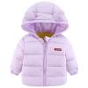 Toddler Kids Baby Boys Girls Winter Warm Jacket Outerwear Letter Bear Ears Coats Boys Mixed Media (Purple, 4-5 Years) view 1