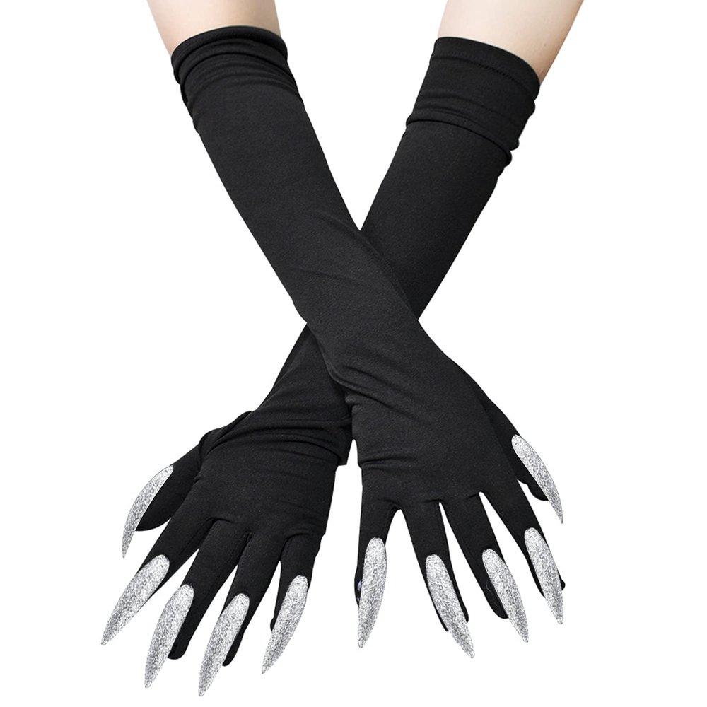 Ylucky Halloween Paw Gloves - Long Fingernails Black Cat Wolf Claws Cosplay Costume