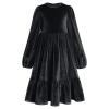 Girls Long Sleeve Dress Christmas Velvet Dress Kids Girl Bishop Sleeve Dresses Girls Fall Outfits for Wedding Birthday Party Evening Gown Girls Winter Clothes Vestidos Para Nia Black #B 9-10 Y view 1