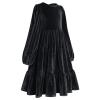 Girls Long Sleeve Dress Christmas Velvet Dress Kids Girl Bishop Sleeve Dresses Girls Fall Outfits for Wedding Birthday Party Evening Gown Girls Winter Clothes Vestidos Para Nia Black #B 9-10 Y view 2