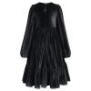 Girls Long Sleeve Dress Christmas Velvet Dress Kids Girl Bishop Sleeve Dresses Girls Fall Outfits for Wedding Birthday Party Evening Gown Girls Winter Clothes Vestidos Para Nia Black #B 9-10 Y view 3
