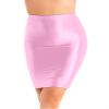 Loloda Women's Glossy Semi See Through Basic Stretchy Bodycon Pencil Tube Short Mini Skirt Pink A Large view 2
